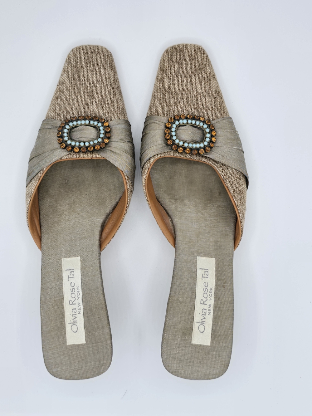 Olivia Rose Tal New York Embellished Pointed Toe Mule Heels Size 8 - Picture 1 of 8
